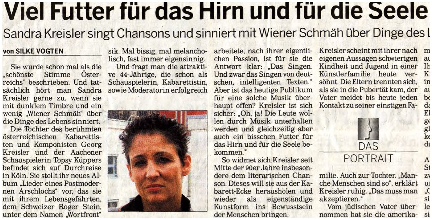 Artikel „Viel Futter für das Hirn und für die Seele“ in der Kölnischen Rundschau vom 23. Mai 2006